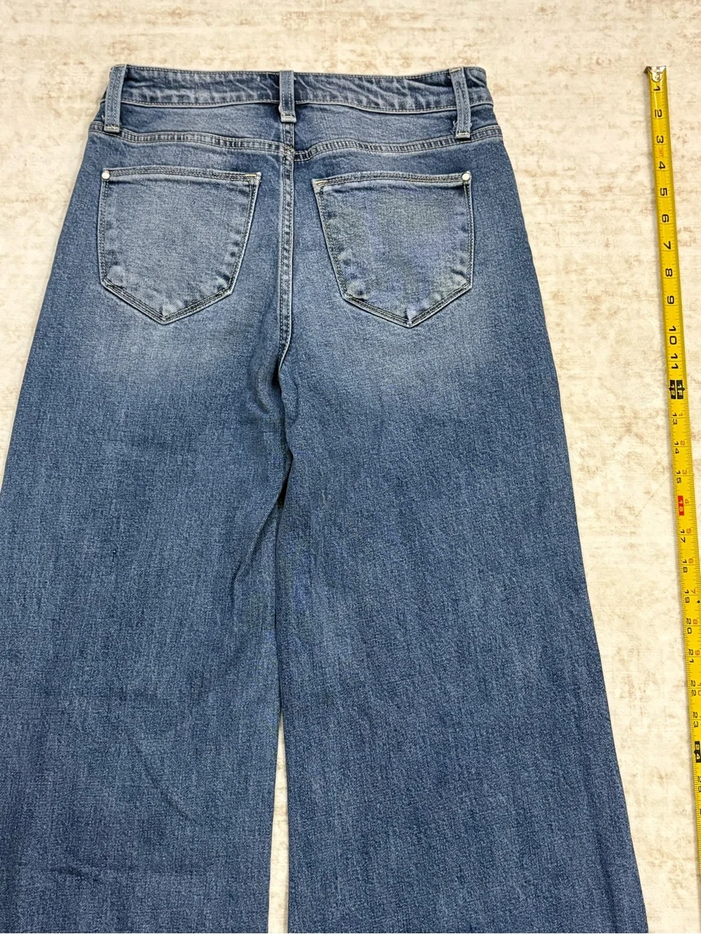 PETRA 5/26 medium wash wide leg jeans,